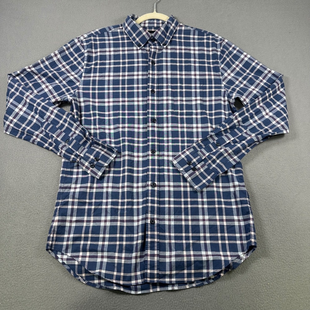 Bonobos Mens Standard Fit Long Plaid Button Down Shirt Blue White Red S Long